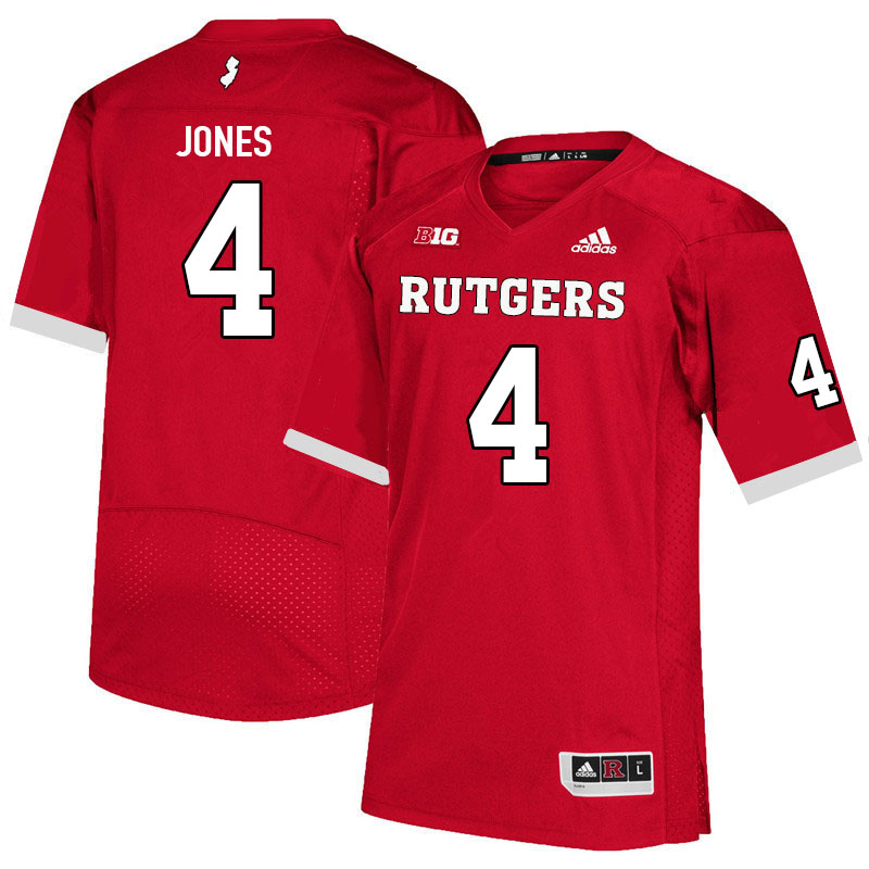 Men #4 Naijee Jones Rutgers Scarlet Knights College Football Jerseys Sale-Scarlet